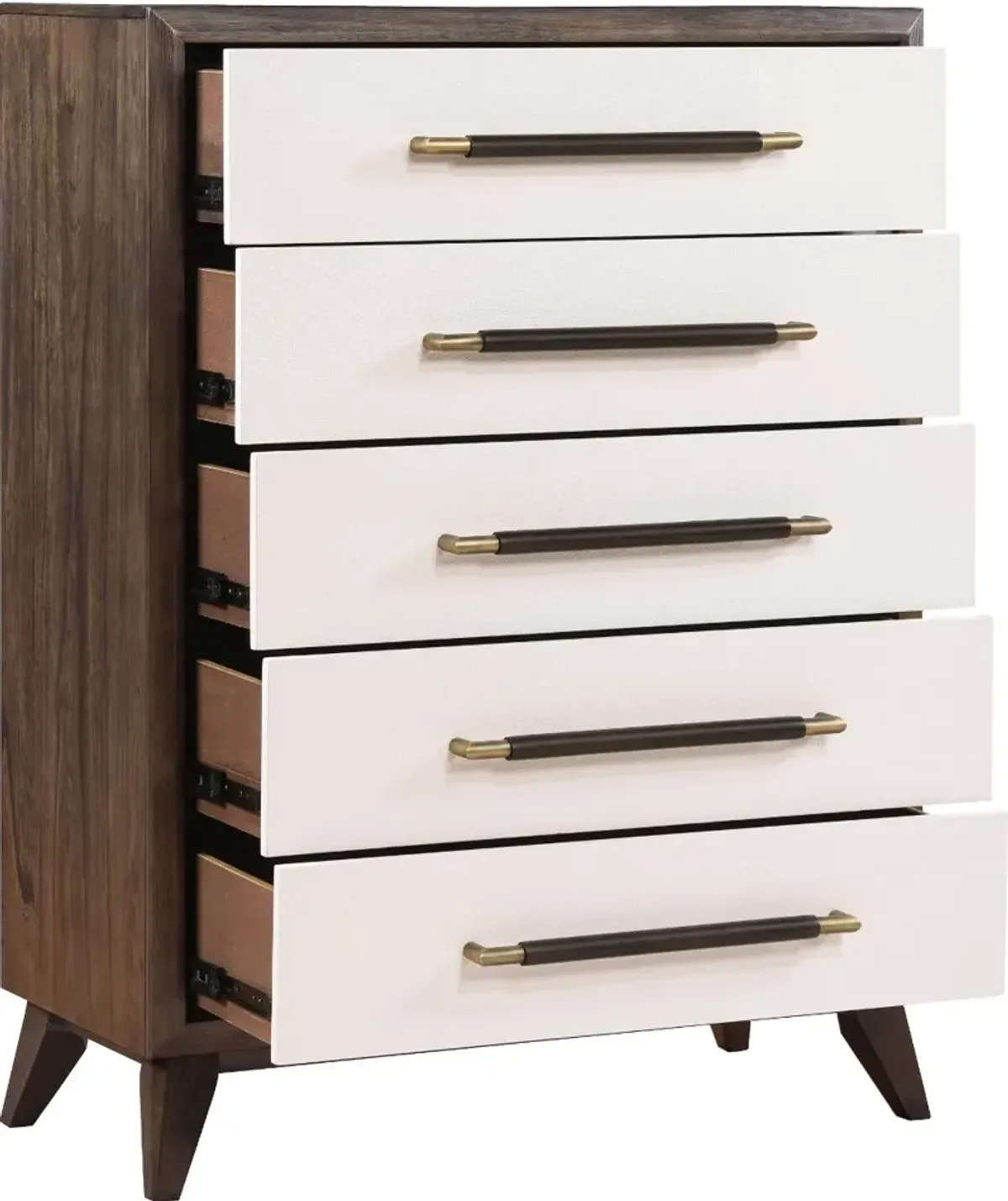 Sophia Walnut Brown and White Chest of Drawers