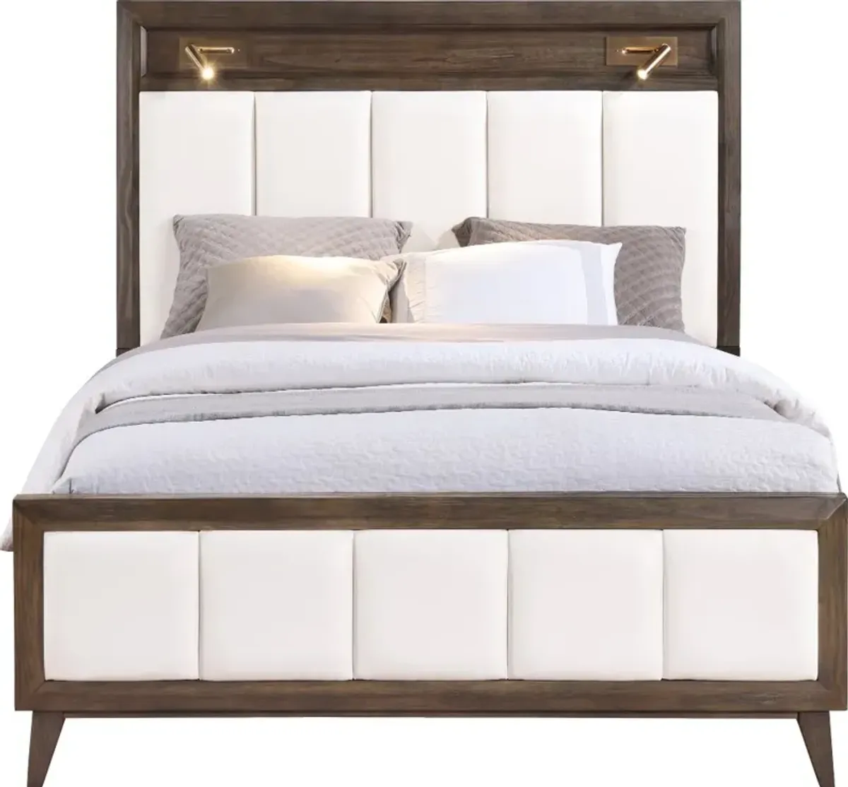 Sophia Walnut Brown and White Queen Bed