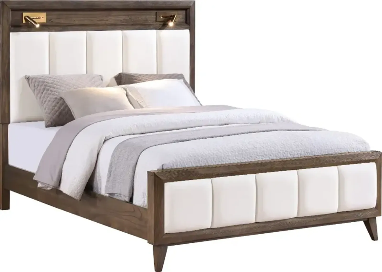 Sophia Walnut Brown and White Queen Bed