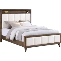 Sophia Walnut Brown and White Queen Bed