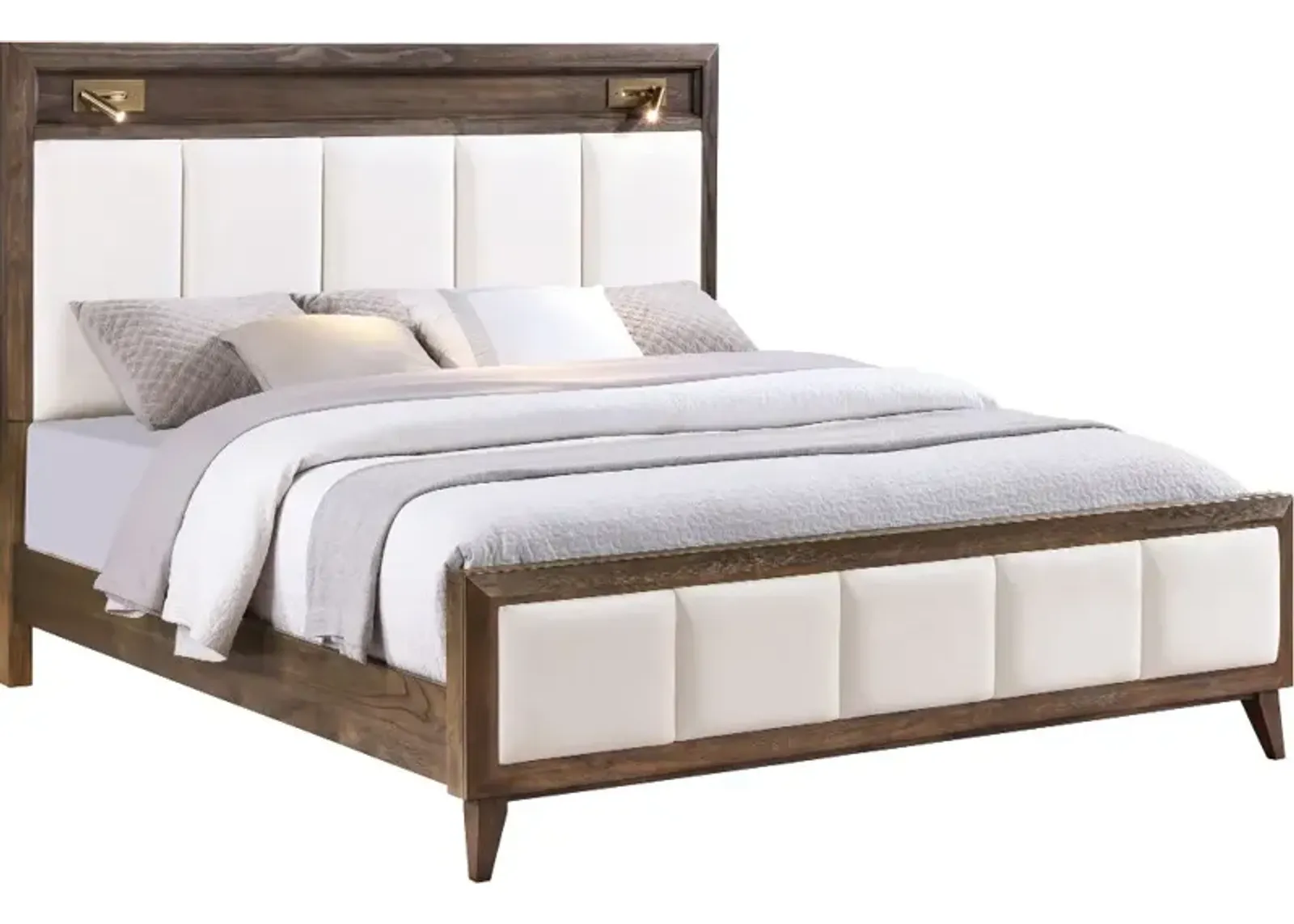 Sophia Walnut Brown and White King Bed