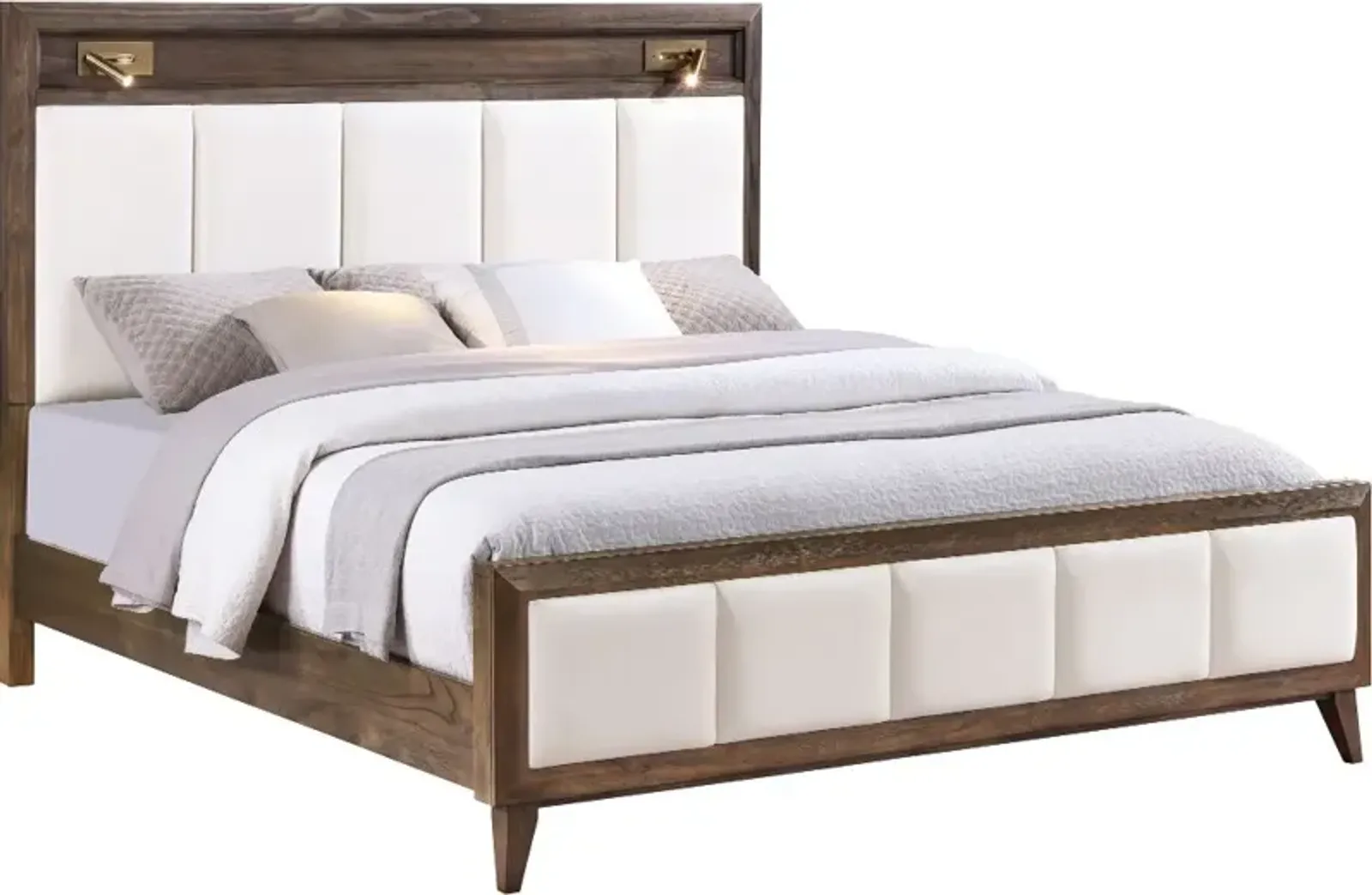 Sophia Walnut Brown and White King Bed