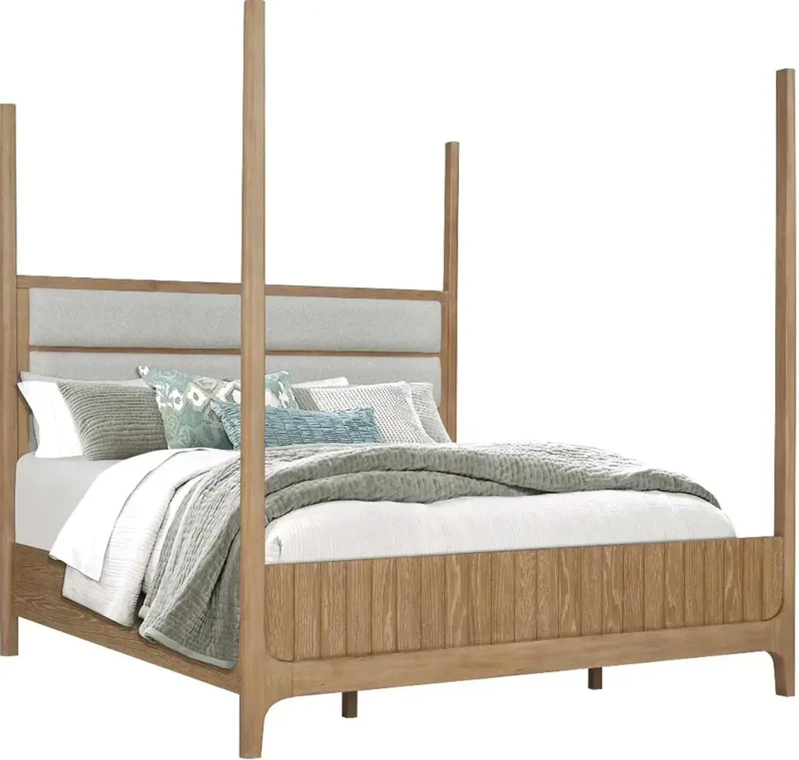 Escape Natural Oak Queen Poster Bed