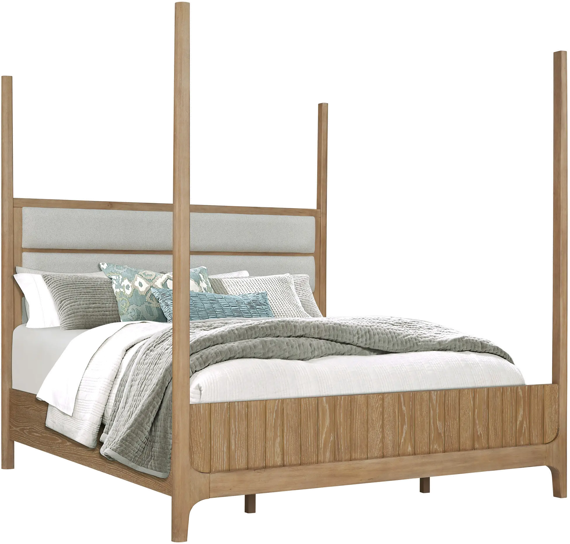 Escape Natural Oak Queen Poster Bed