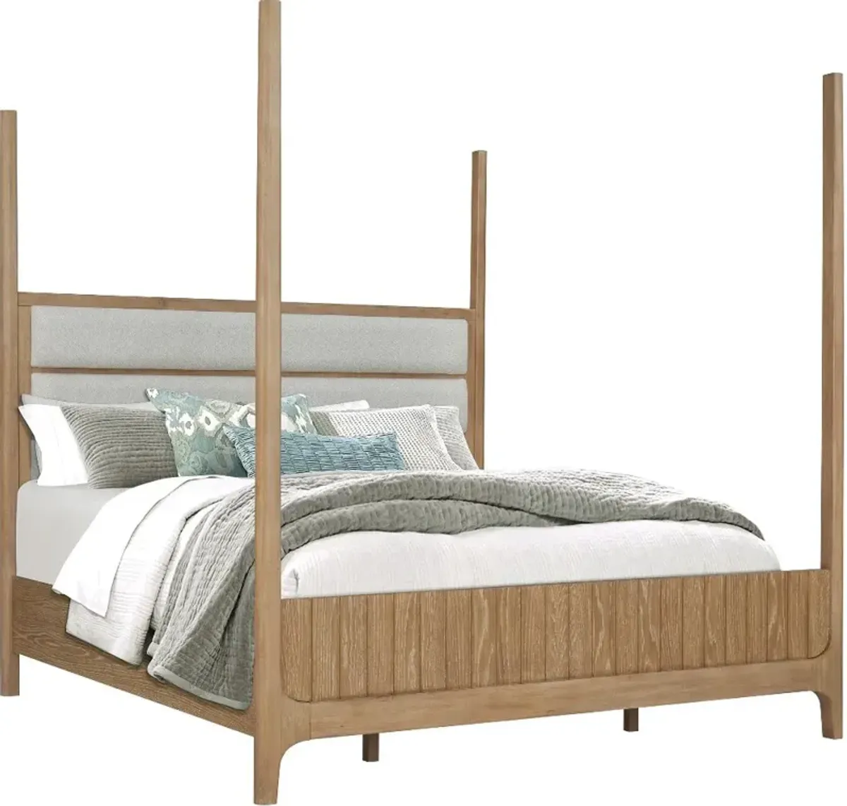 Escape Natural Oak King Poster Bed