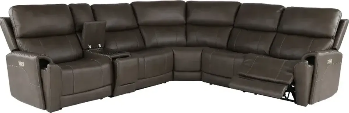 Damon Smoke Gray 6-Piece Power Reclining Sectional with Wireless...