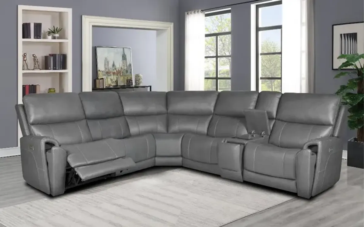 Damon Smoke Gray 6-Piece Power Reclining Sectional with Wireless...