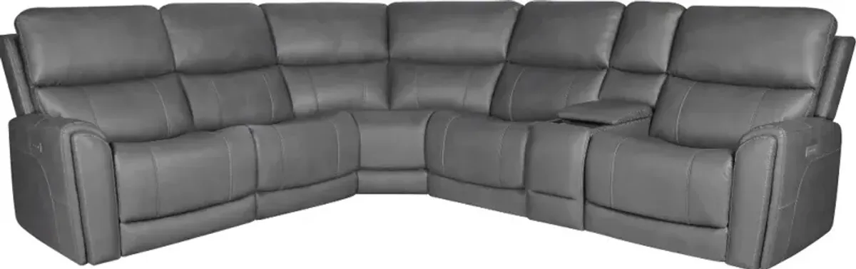 Damon Smoke Gray 6-Piece Power Reclining Sectional with Wireless...