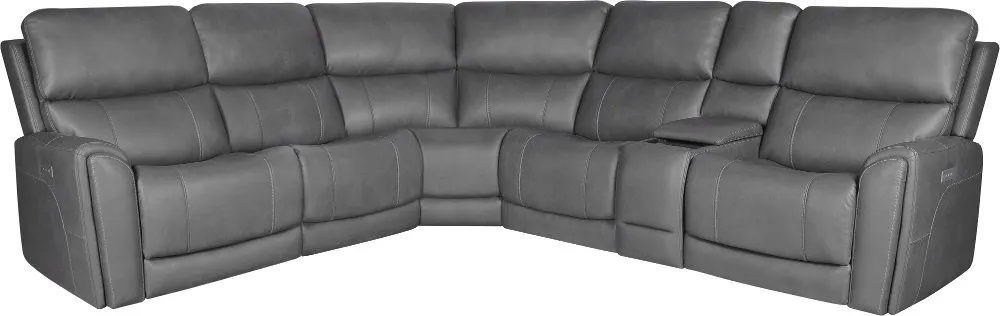 Damon Smoke Gray 6-Piece Power Reclining Sectional with Wireless...