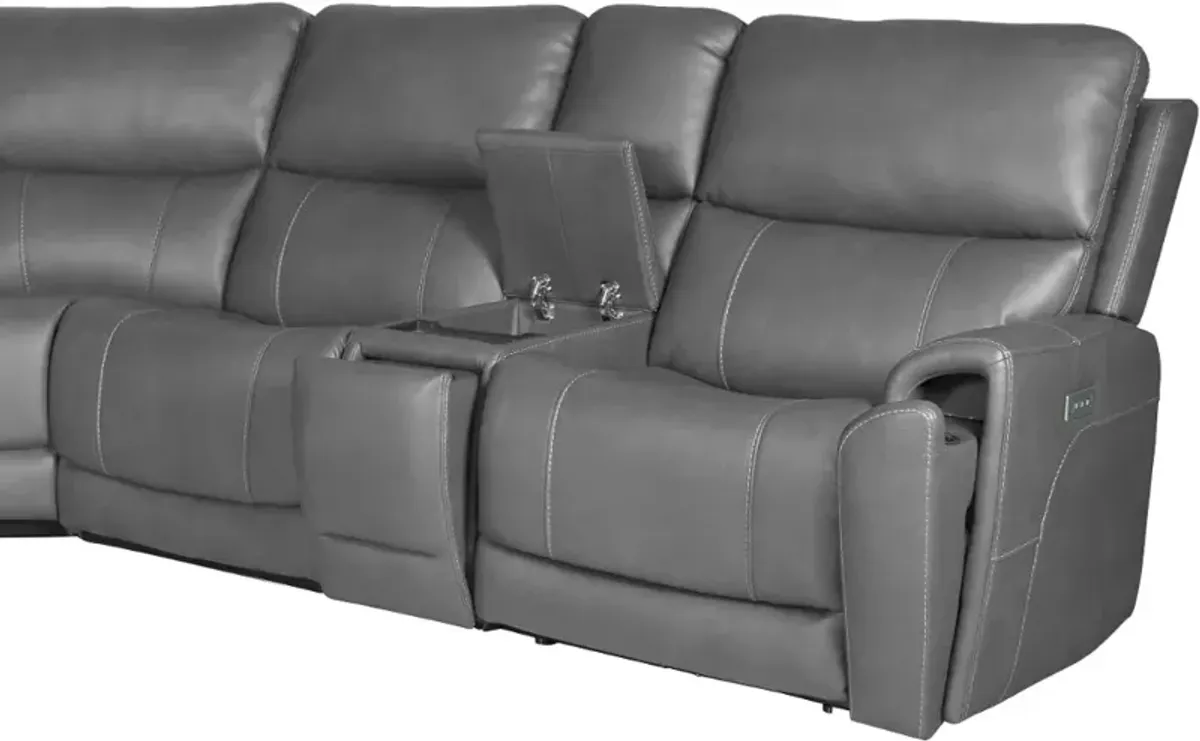 Damon Smoke Gray 6-Piece Power Reclining Sectional with Wireless...