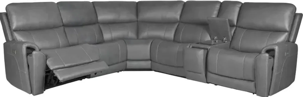 Damon Smoke Gray 6-Piece Power Reclining Sectional with Wireless...