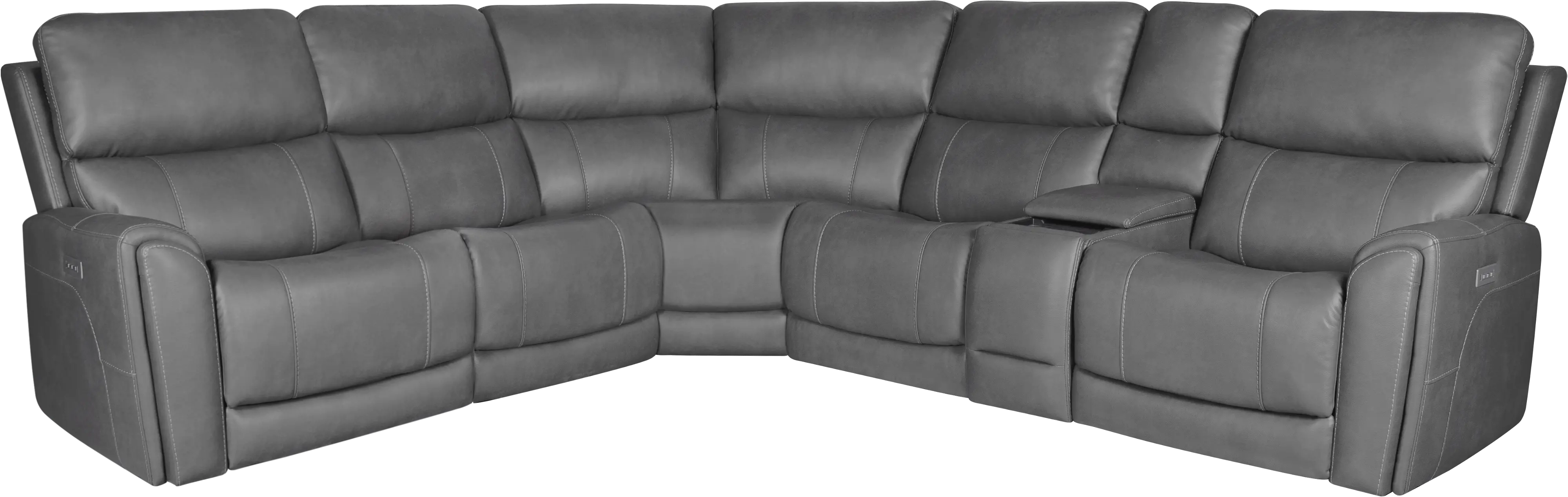 Damon Smoke Gray 6-Piece Power Reclining Sectional with Wireless...