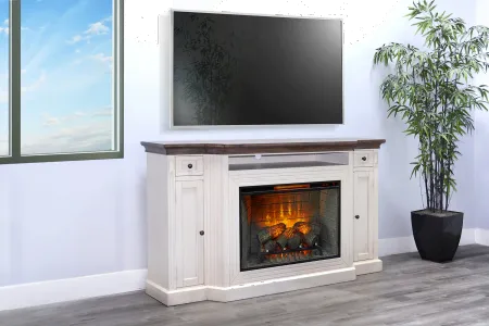 Heritage White 72" Electric Fireplace