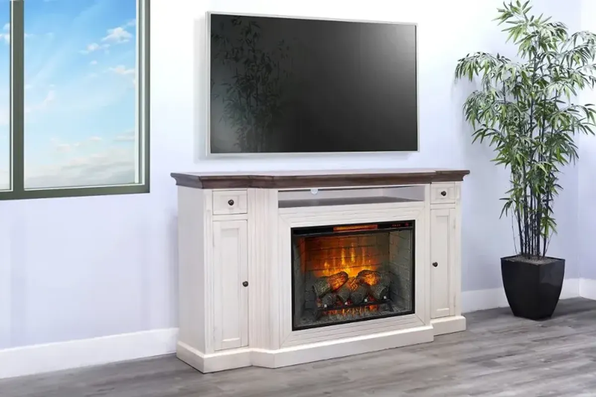 Heritage White 72" Electric Fireplace