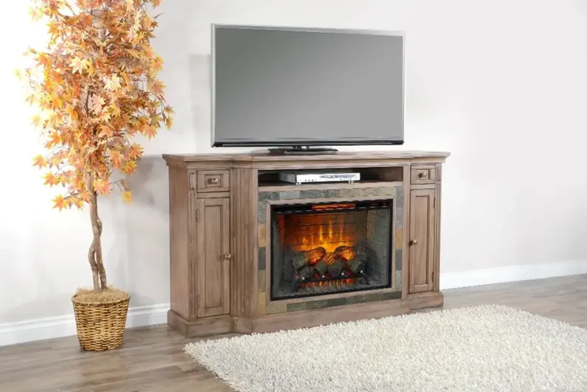 Heritage Brown 72" Electric Fireplace