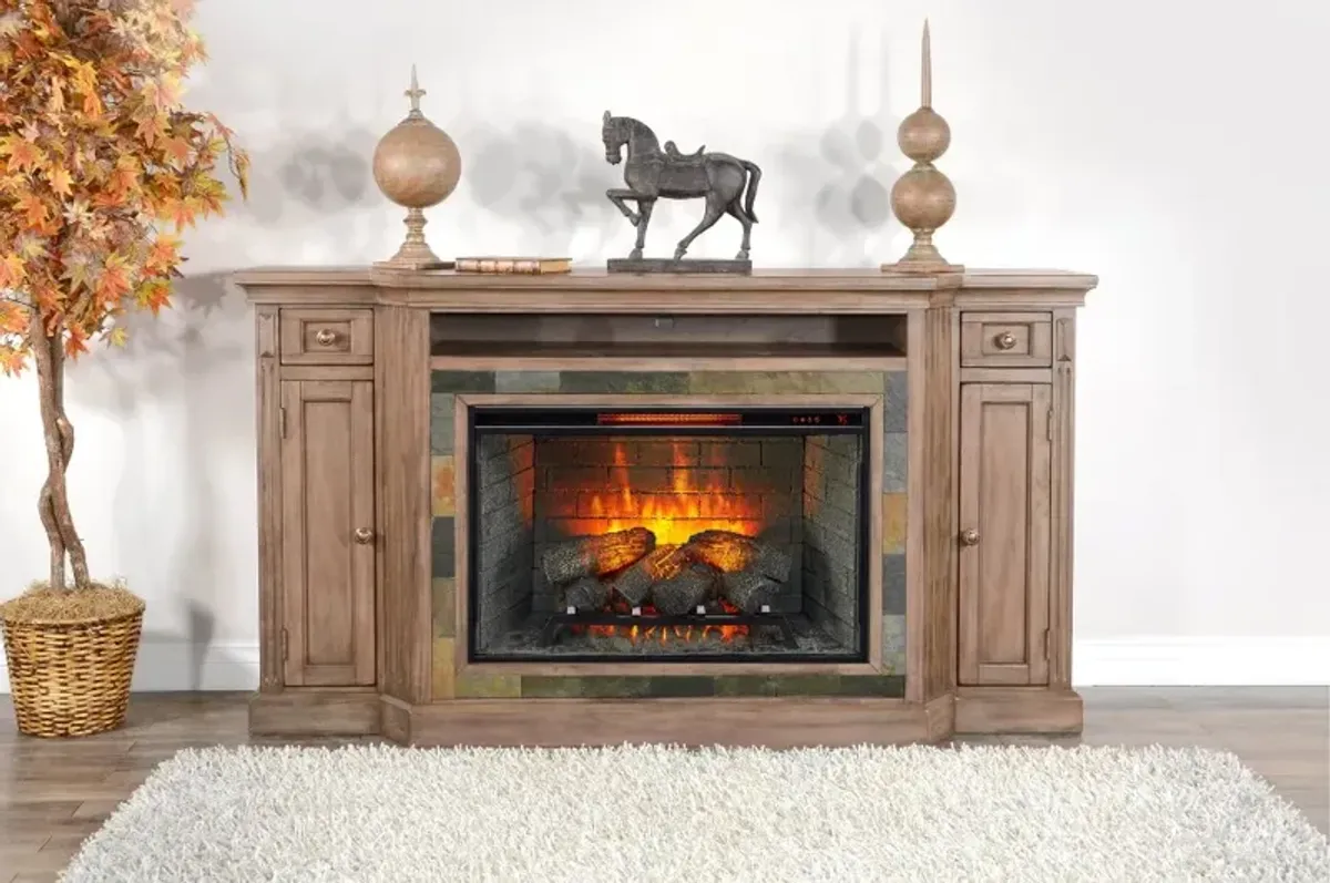 Heritage Brown 72" Electric Fireplace