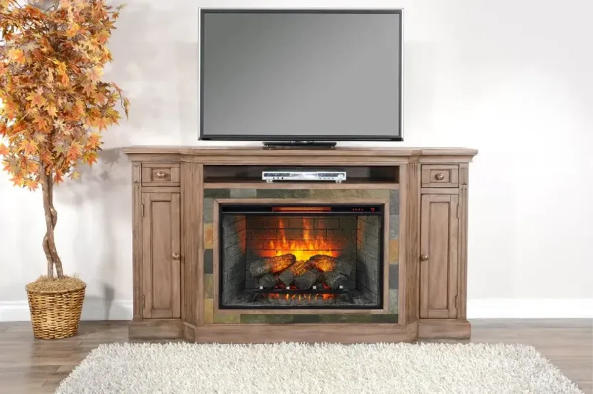 Heritage Brown 72" Electric Fireplace