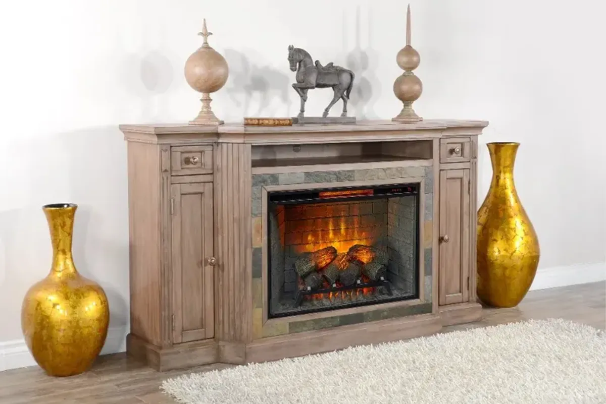 Heritage Brown 72" Electric Fireplace