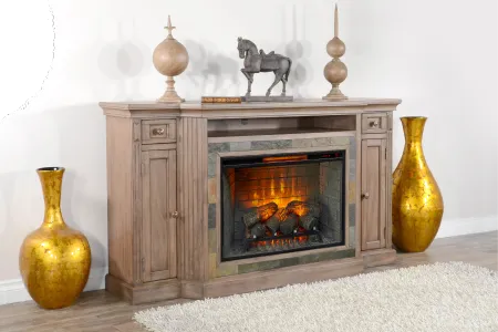 Heritage Brown 72" Electric Fireplace