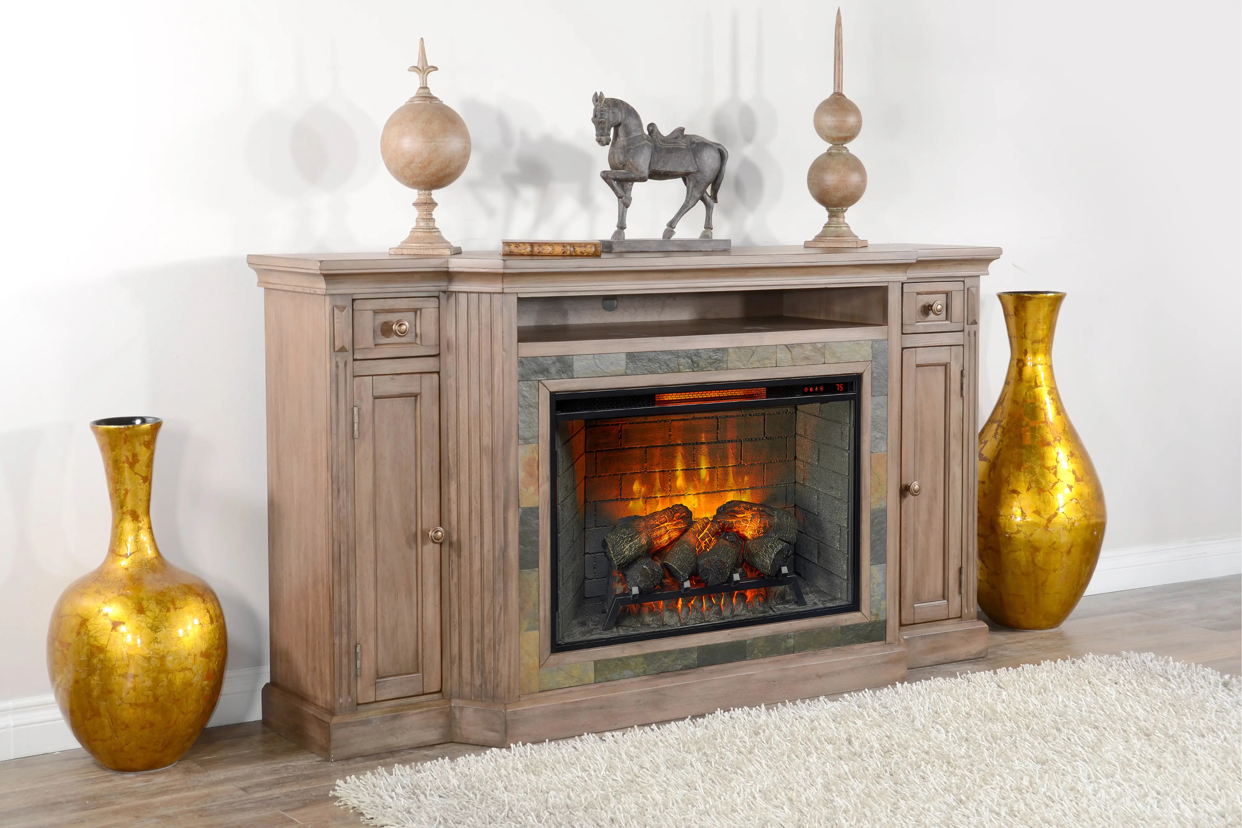 Heritage Brown 72" Electric Fireplace