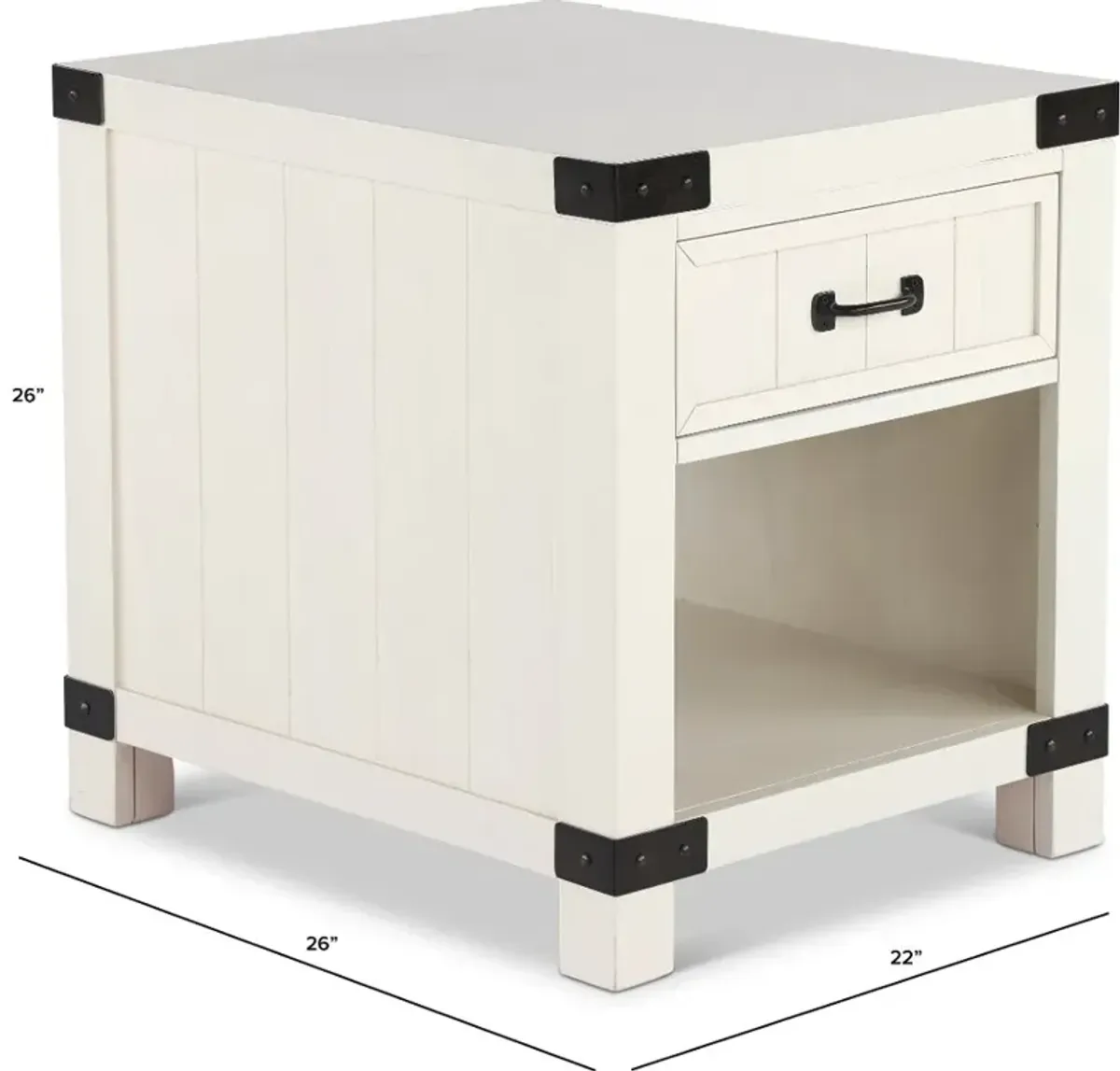 White River White Single Drawer End Table