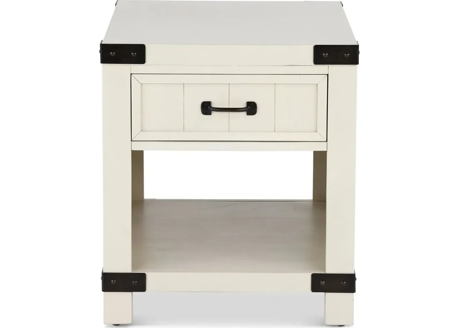 White River White Single Drawer End Table