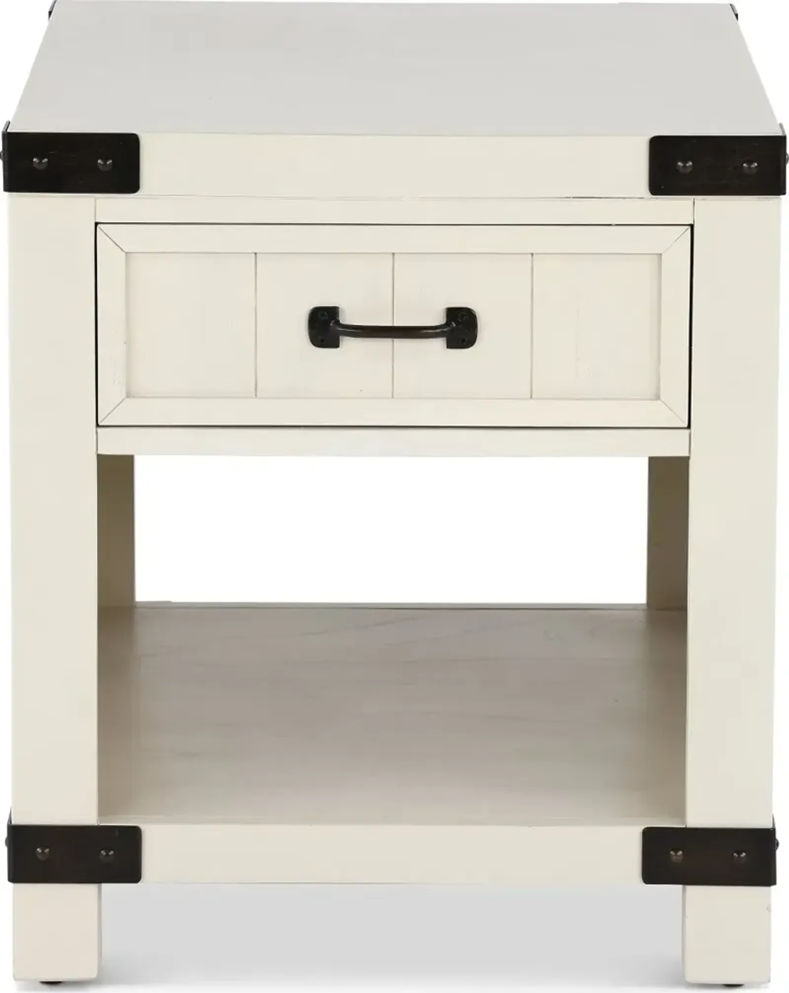 White River White Single Drawer End Table