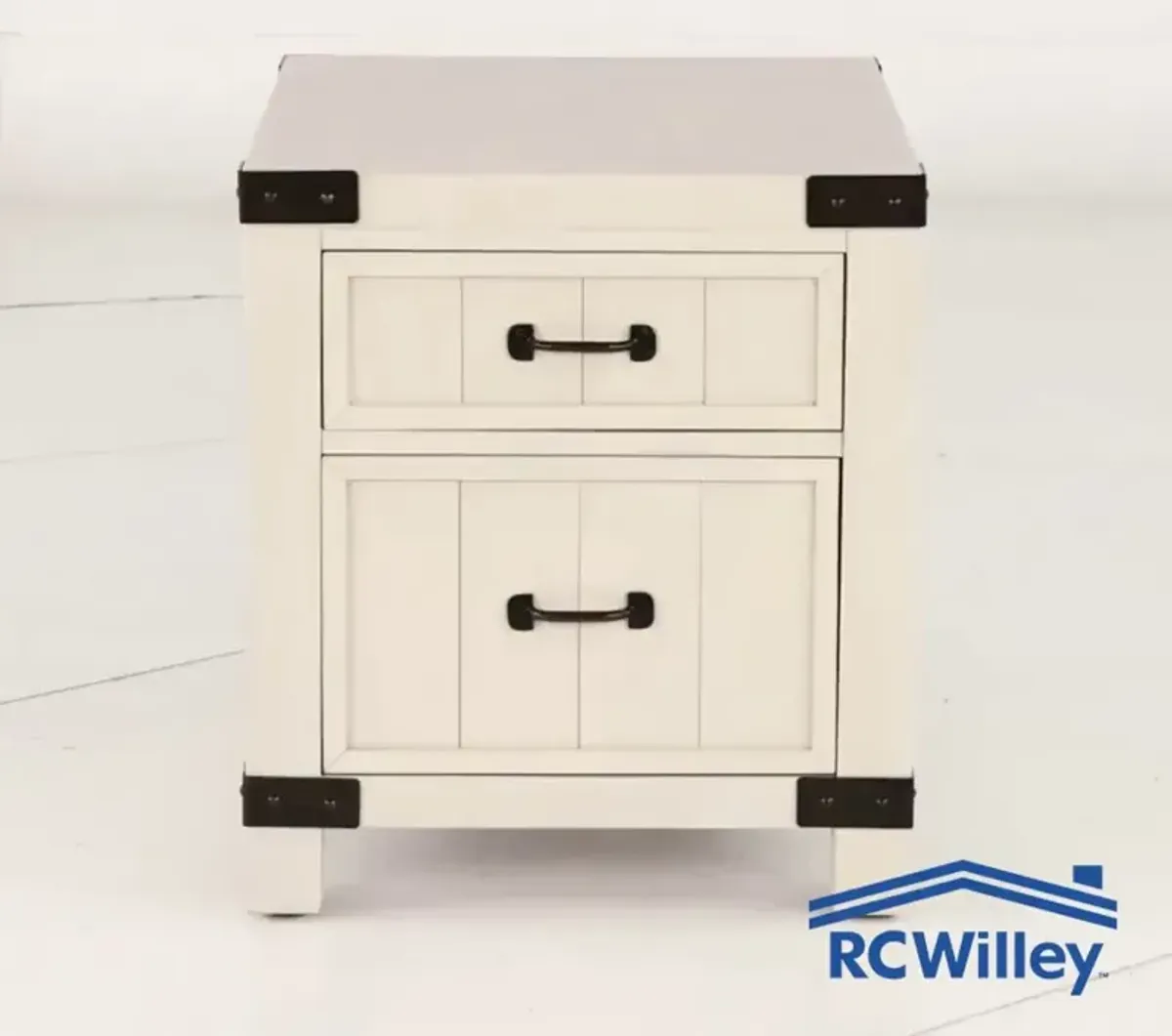 White River White Dual Drawer End Table