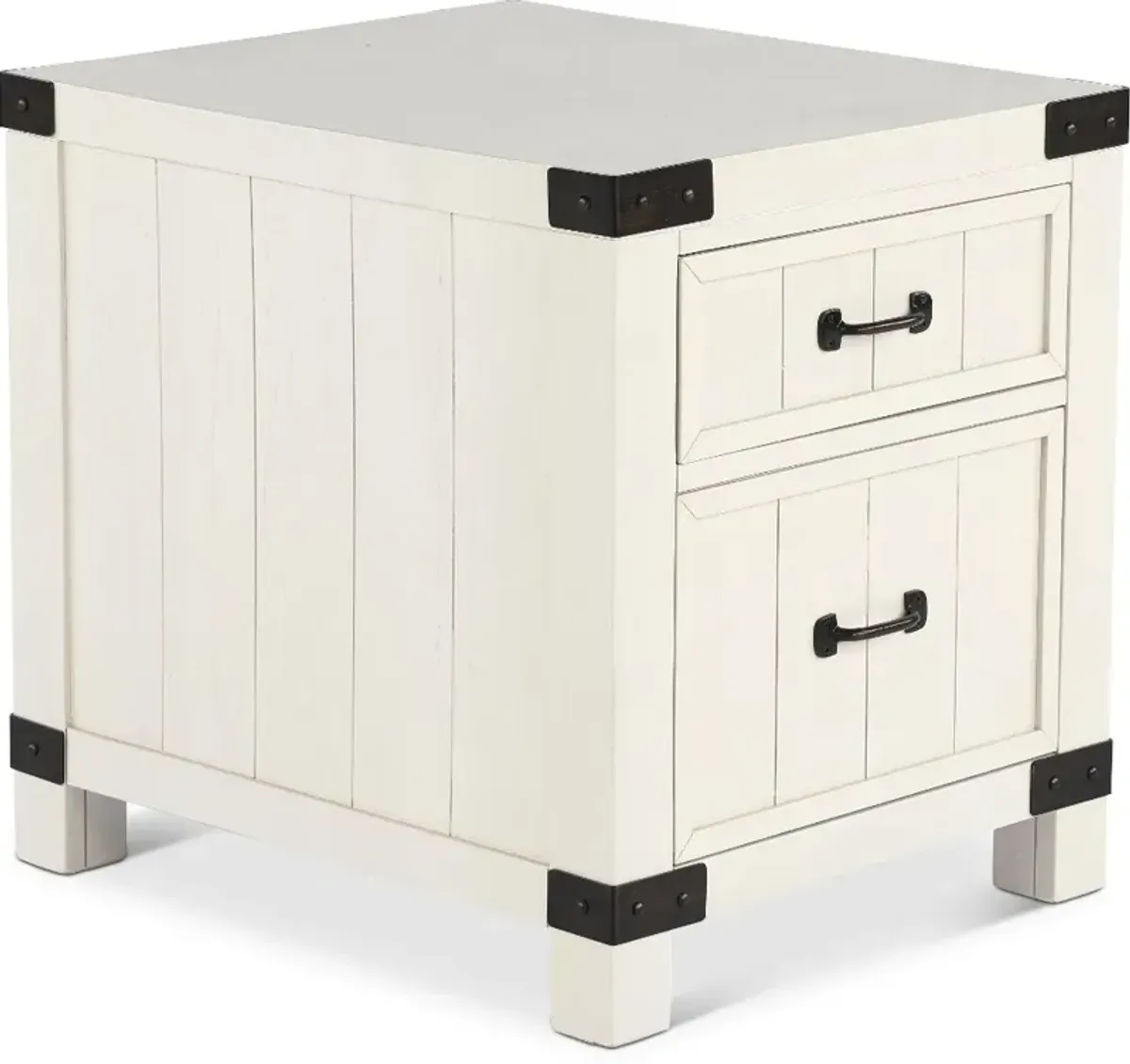 White River White Dual Drawer End Table