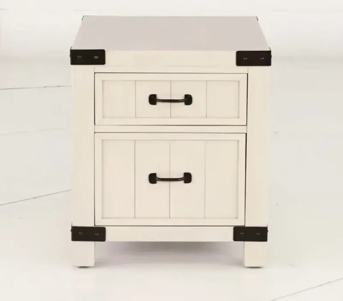 White River White Dual Drawer End Table