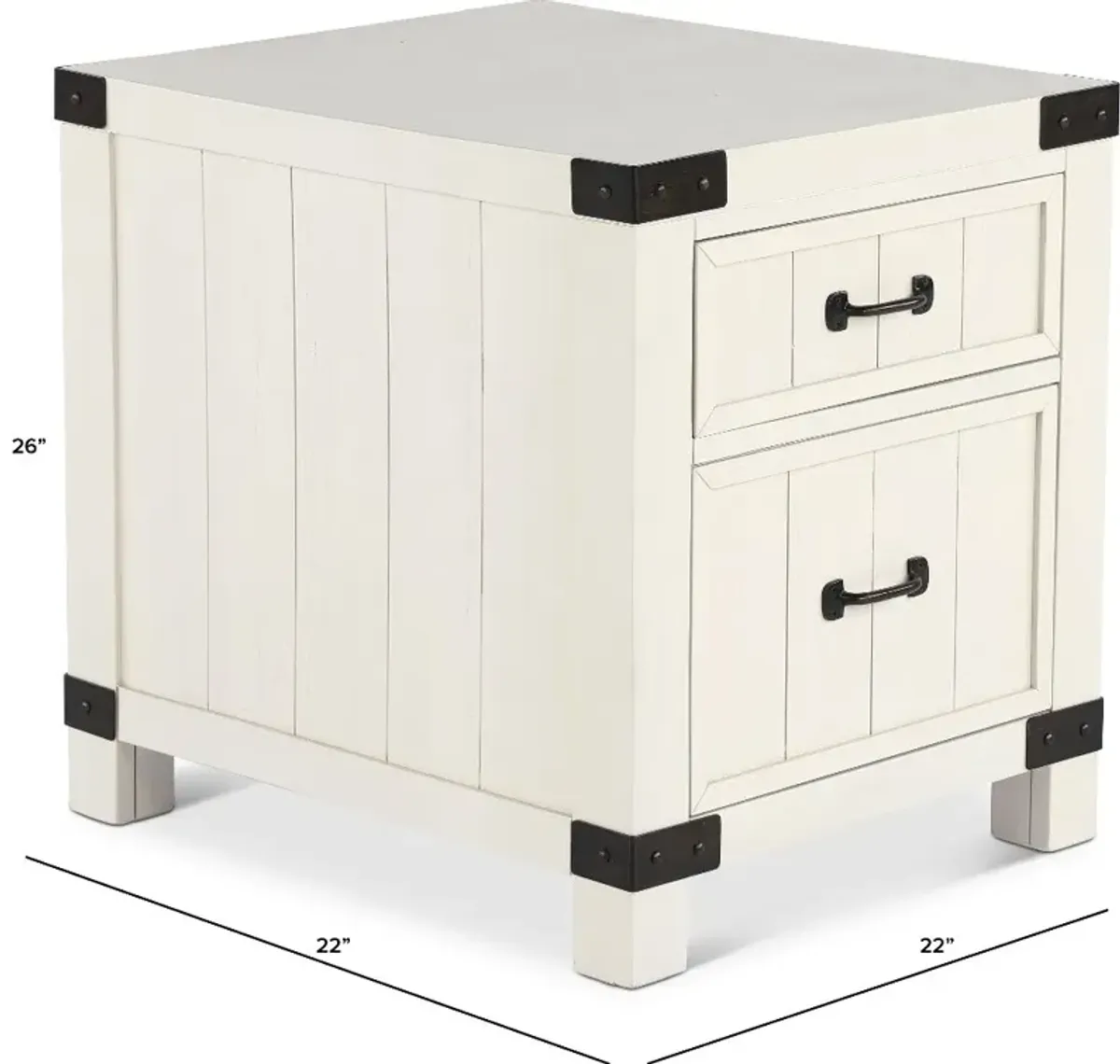 White River White Dual Drawer End Table