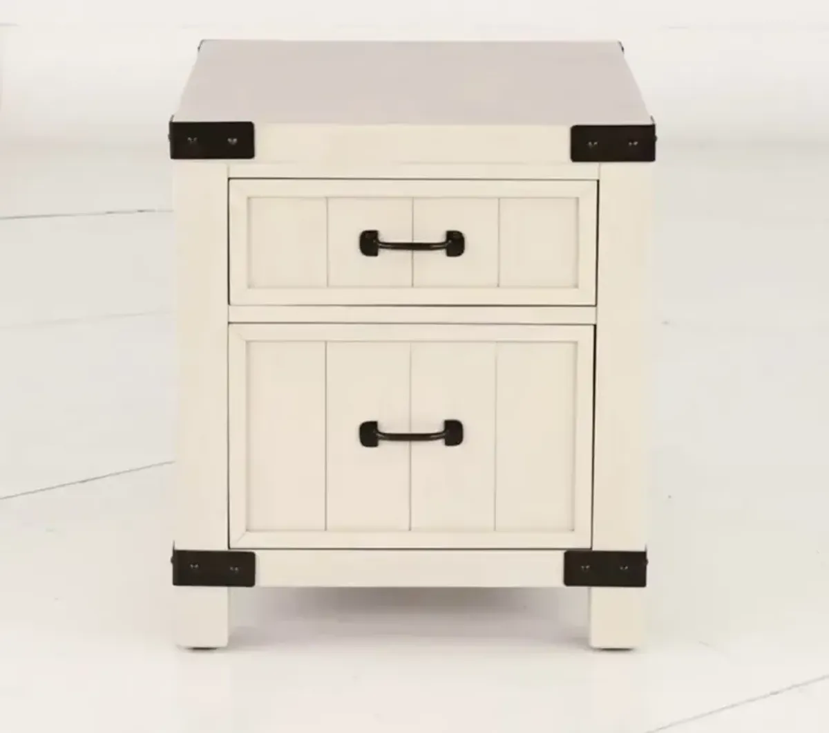 White River White Dual Drawer End Table