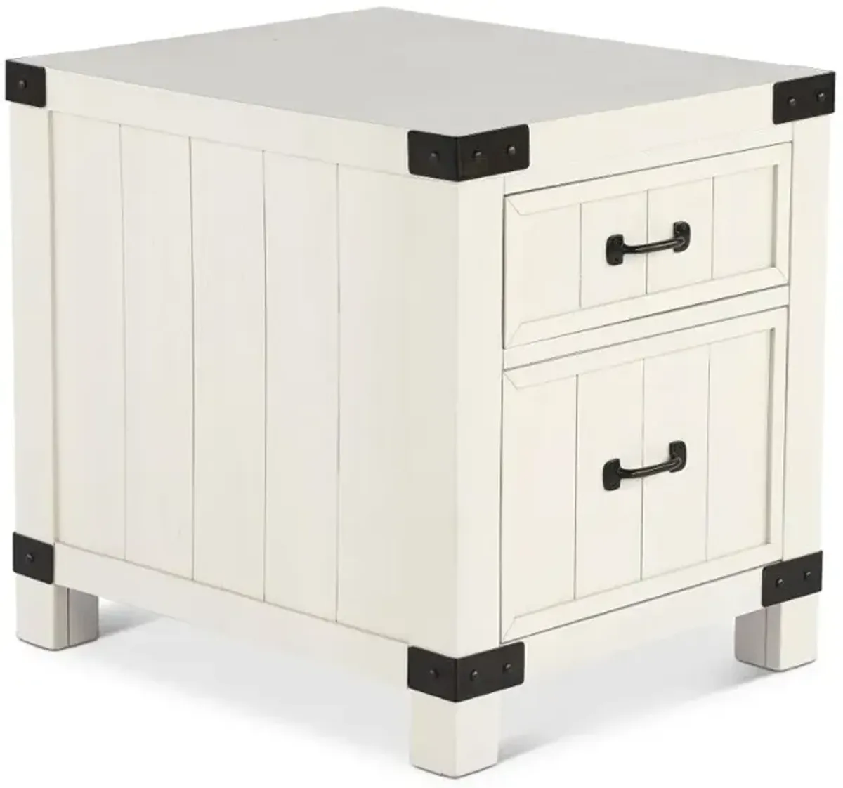 White River White Two Drawer End Table