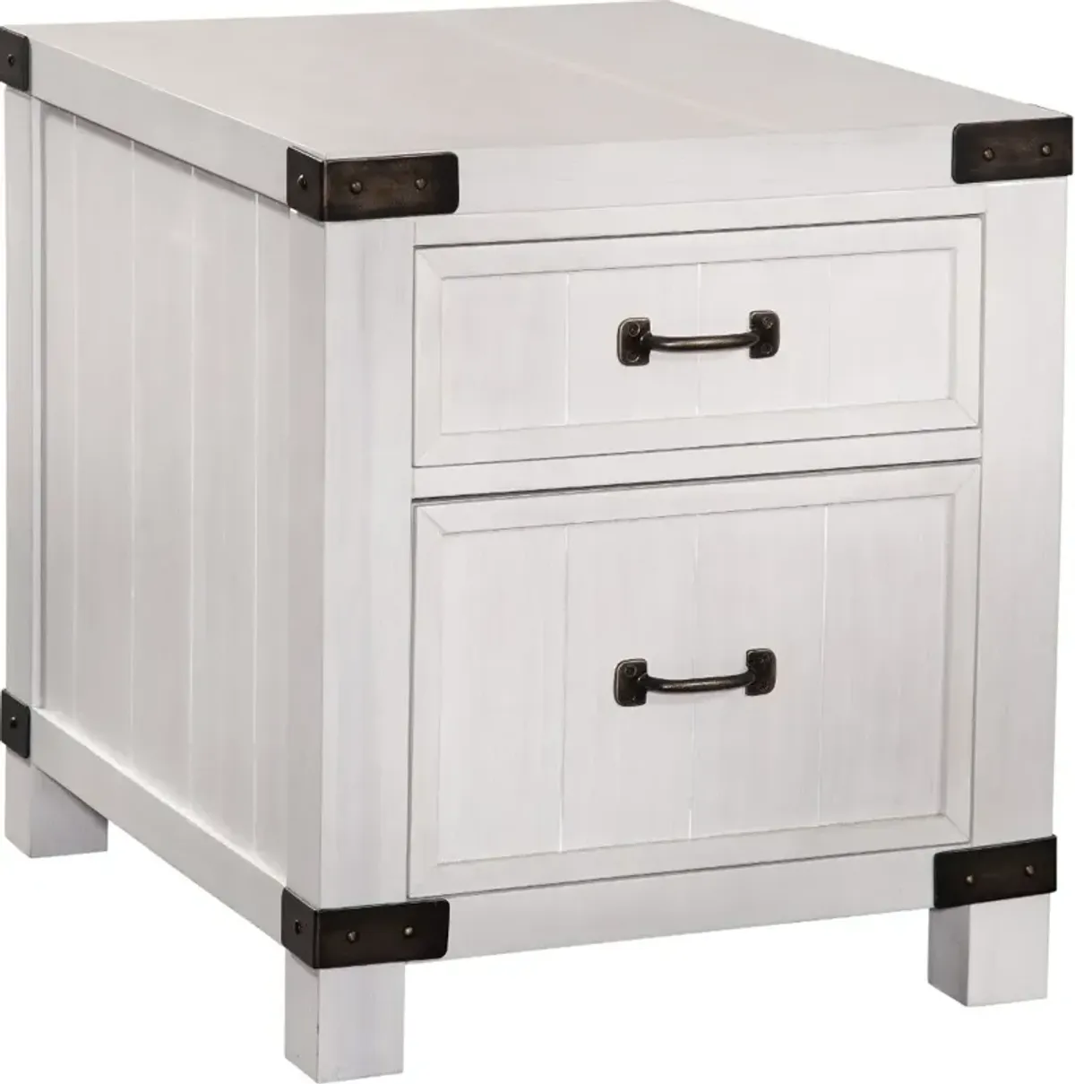 White River White Dual Drawer End Table