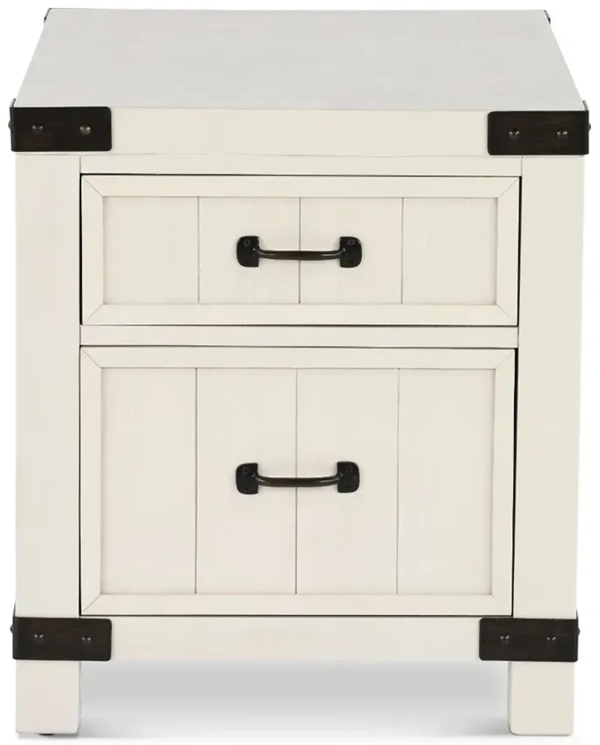 White River White Two Drawer End Table