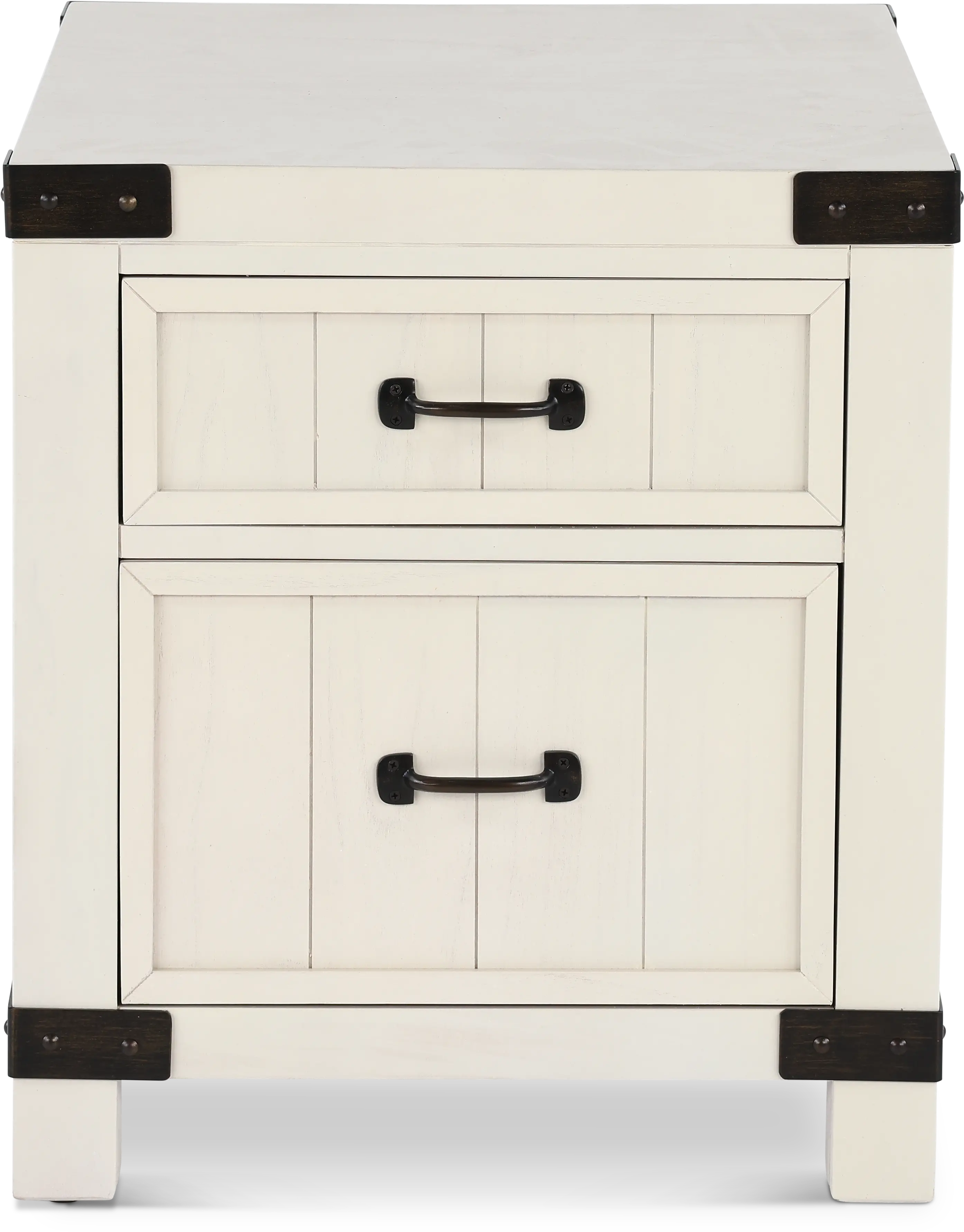 White River White Dual Drawer End Table