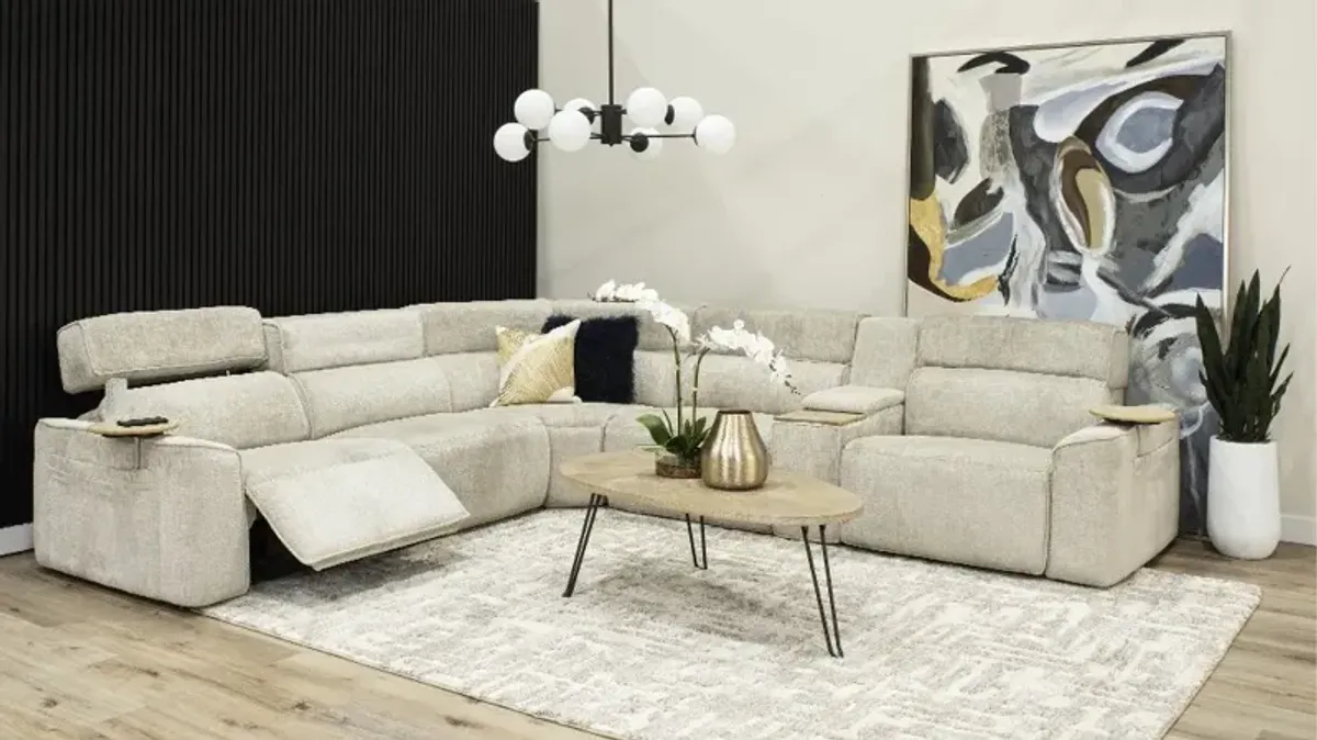 Alora Fossil White 6-Piece Power Reclining Sectional