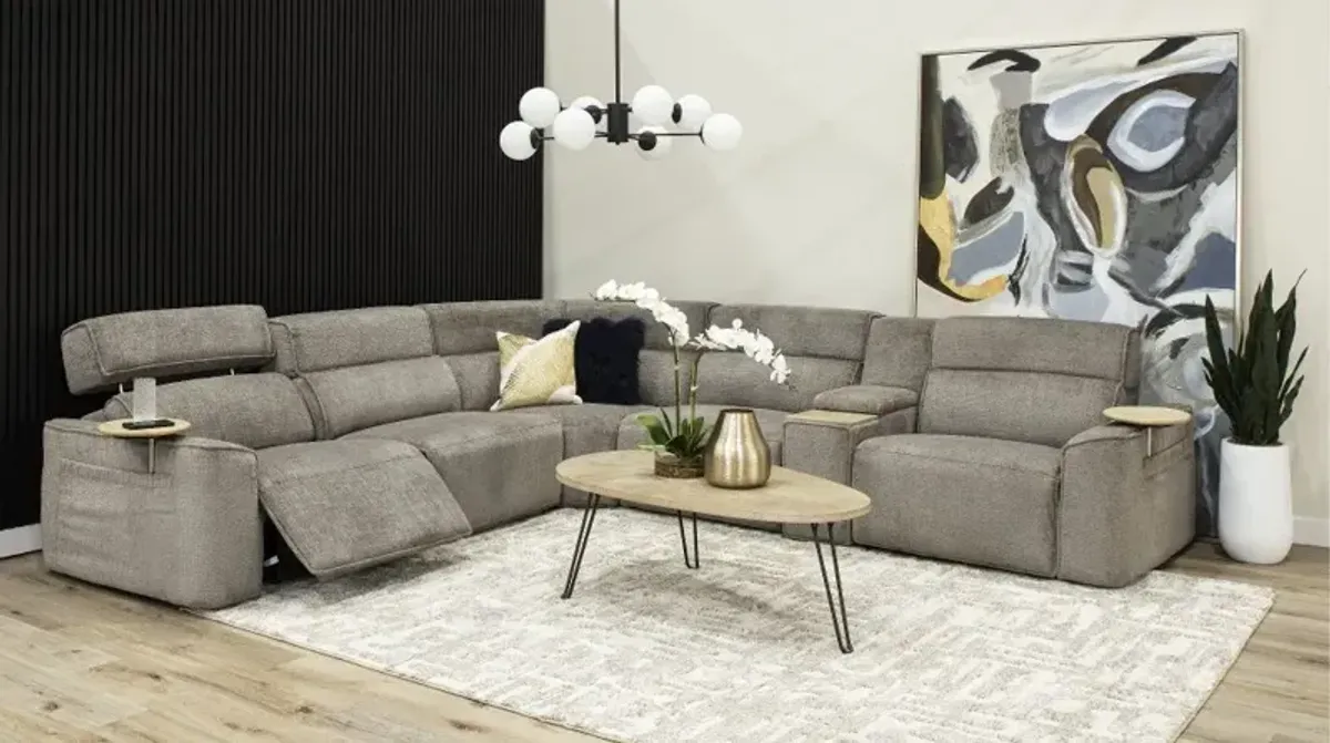 Alora Fossil White 6-Piece Power Reclining Sectional