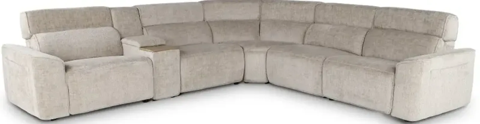 Alora Fossil White 6-Piece Power Reclining Sectional