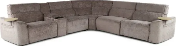 Alora Truffle Brown 6-Piece Power Reclining Sectional
