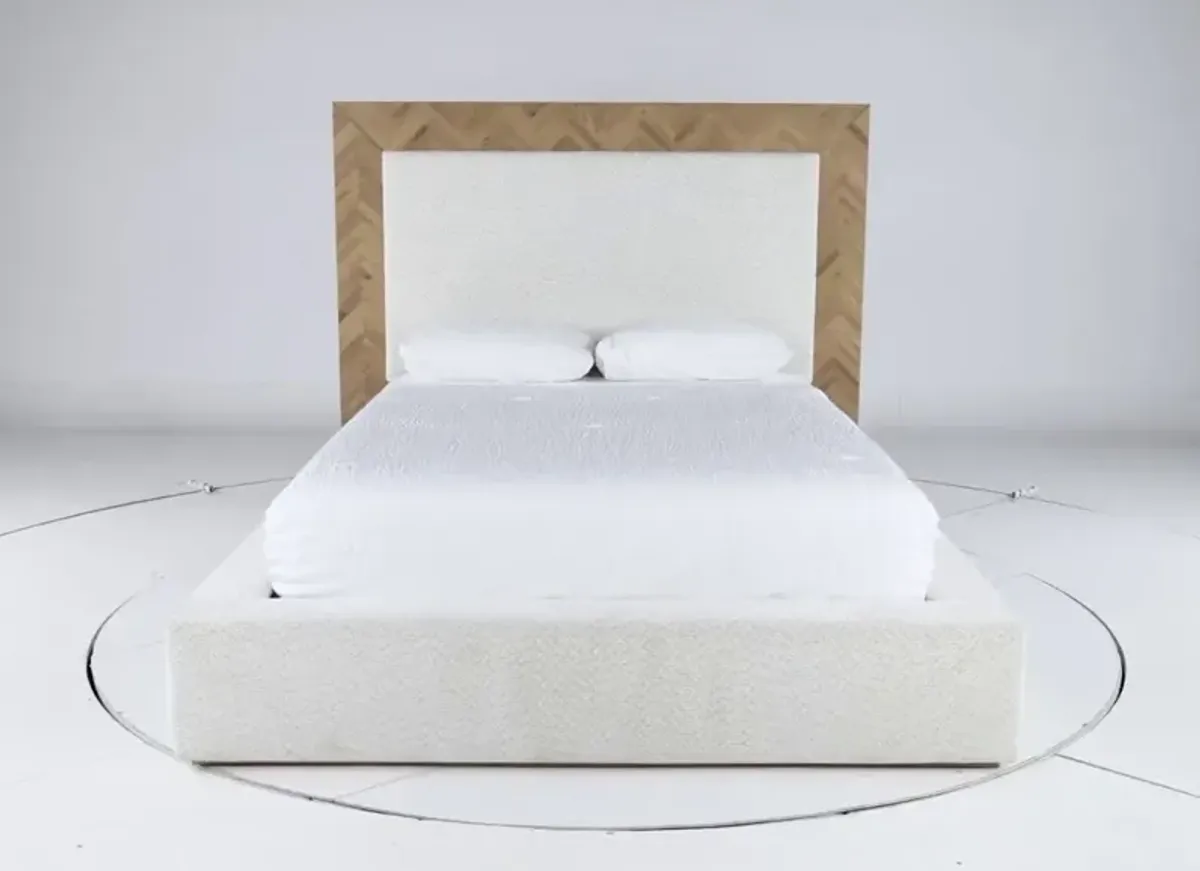 Geneva Oak and Cream Queen Platform Bed