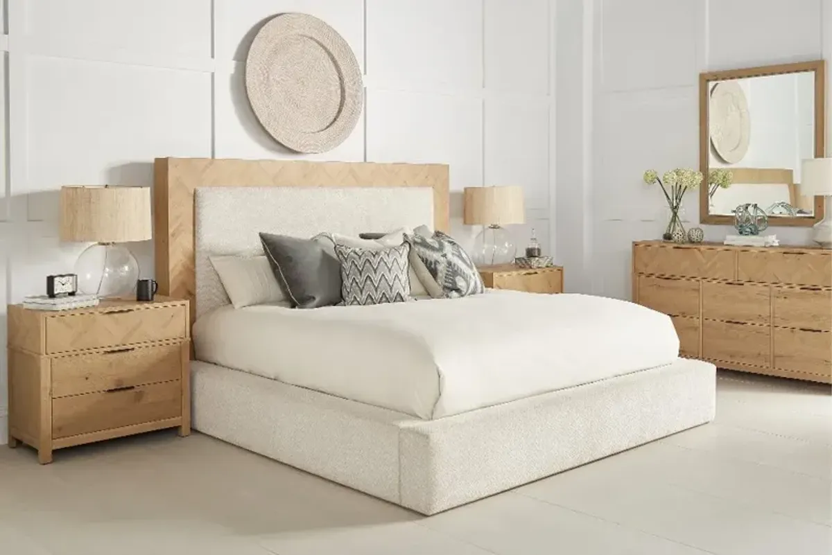 Geneva Oak and Cream Queen Platform Bed