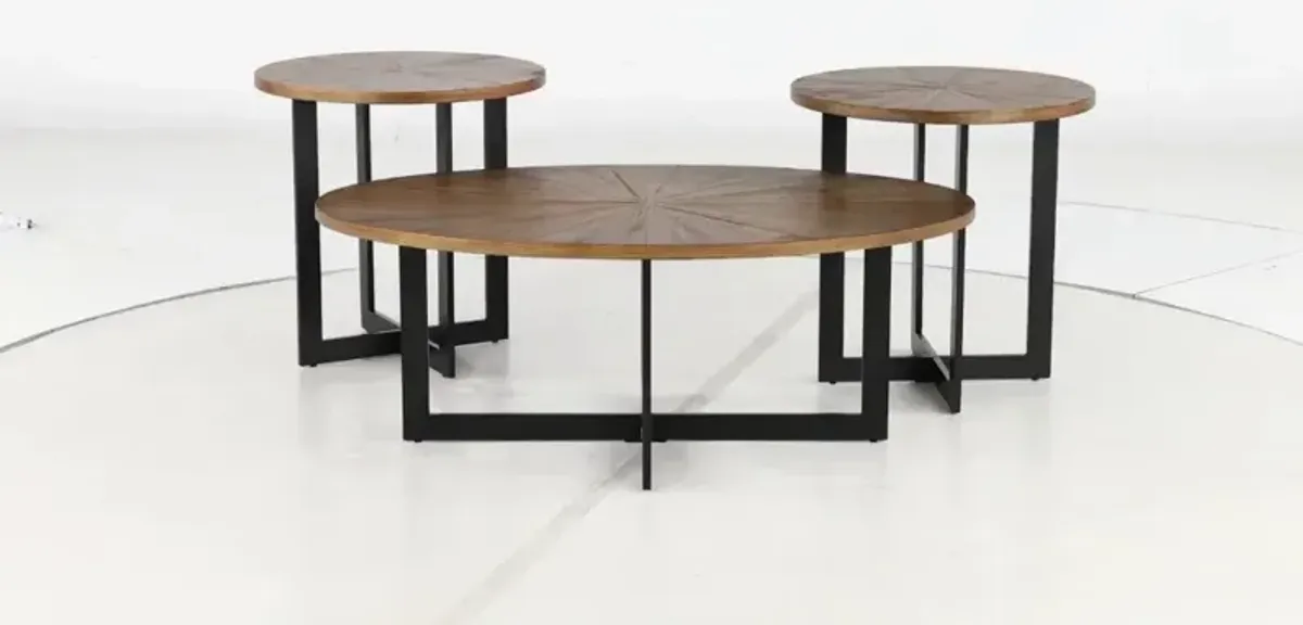 Colton Brown and Black 3 Piece Table Set