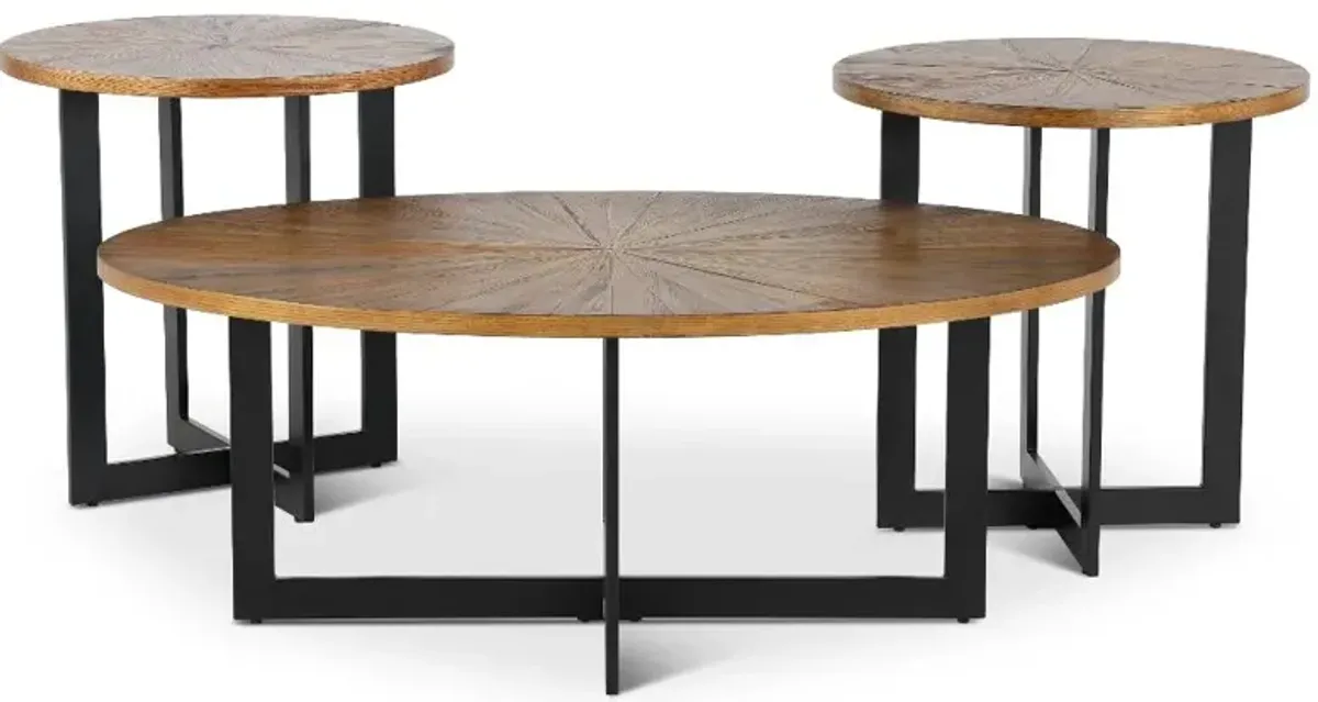 Colton Brown and Black Tables, Set of 3