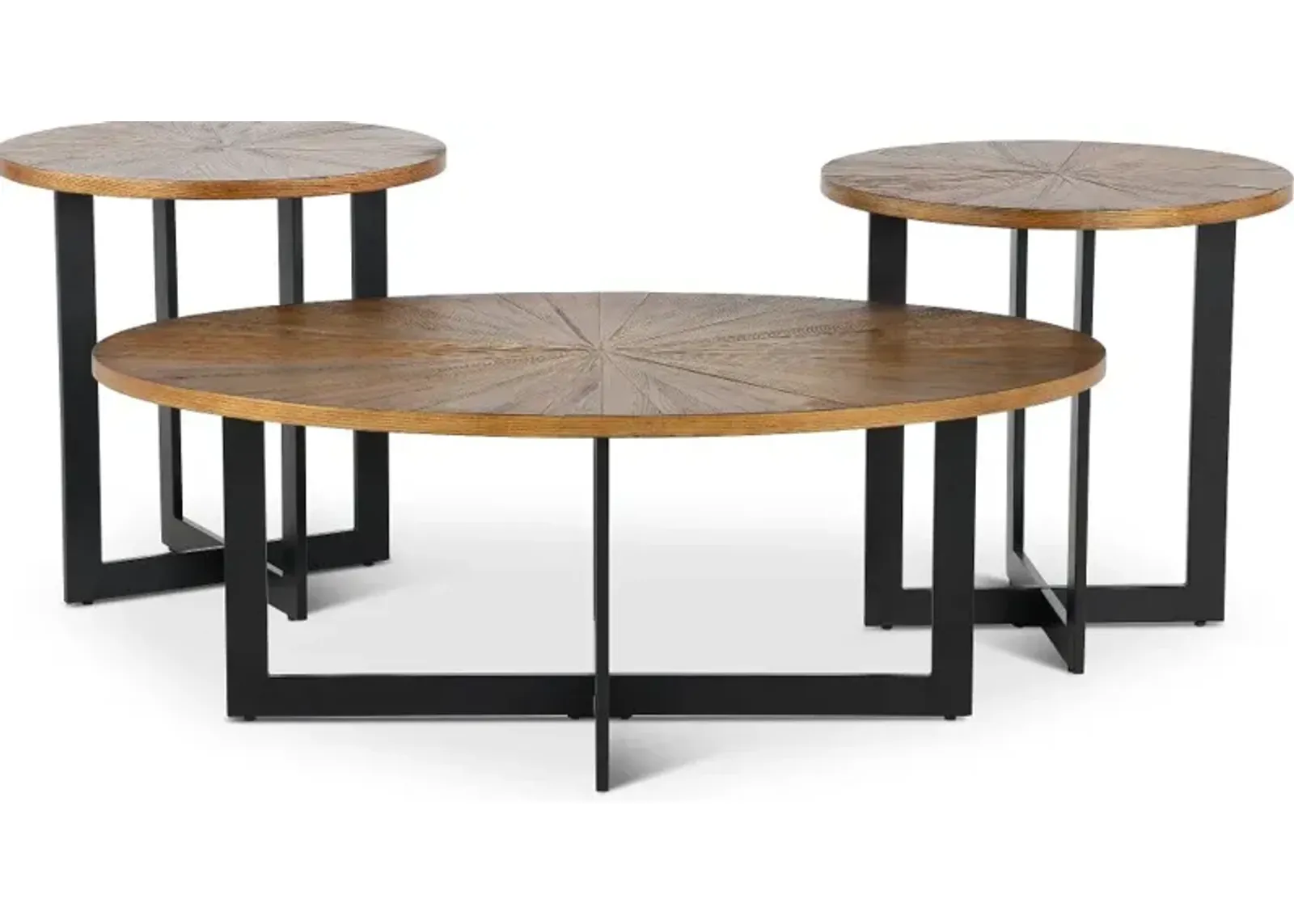 Colton Brown and Black 3 Piece Table Set