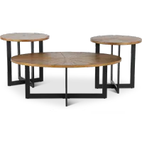 Colton Brown and Black 3 Piece Table Set