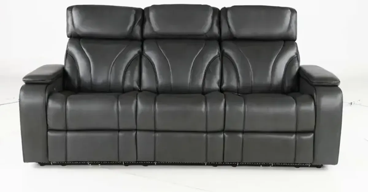 Arya Gray Power Reclining Sofa with Power Headrests and Massage