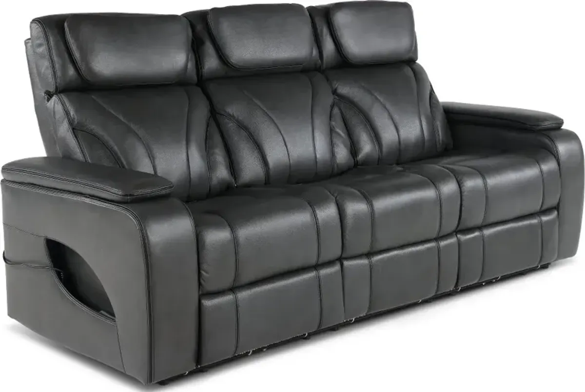 Arya Gray Power Reclining Sofa with Power Headrests and Massage