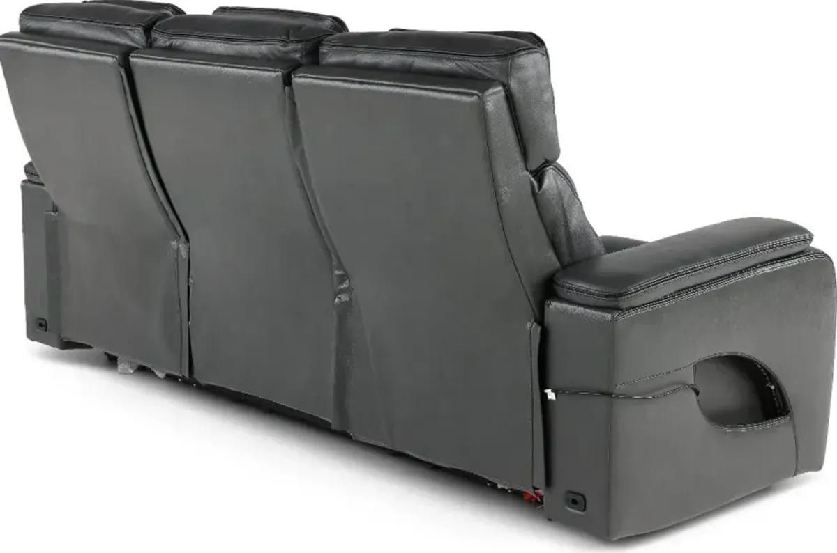 Arya Gray Power Reclining Sofa with Power Headrests and Massage