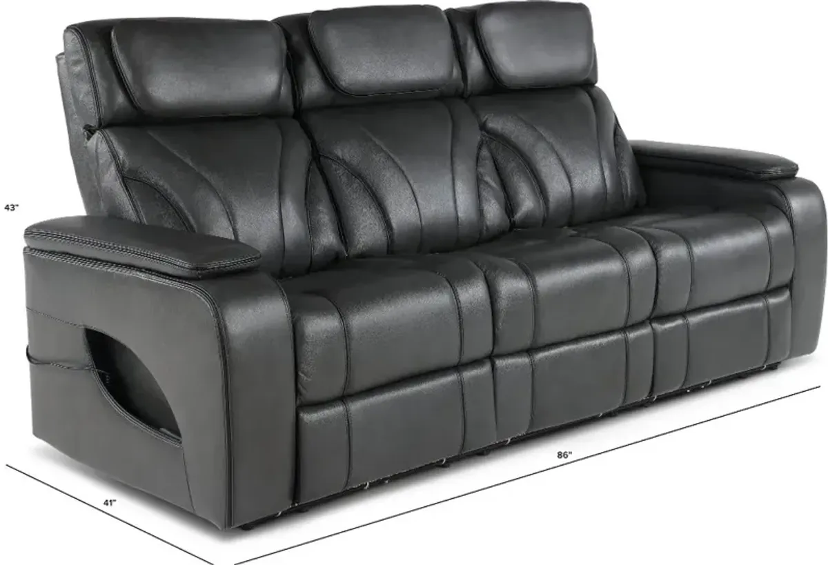 Arya Gray Power Reclining Sofa with Power Headrests and Massage